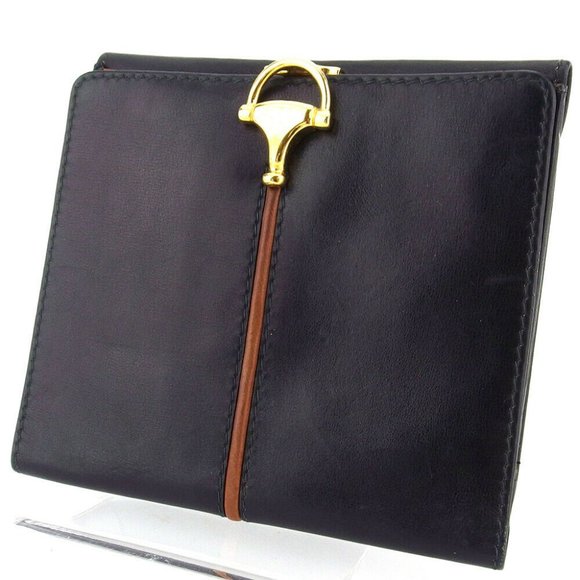 GUCCI W hook purse hose bit leather Authentic used - Picture 1 of 8